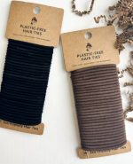 Plastic-free organic cotton hair ties - beige & brown