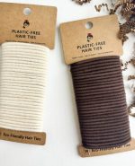 Plastic-free organic cotton hair ties - black & brown